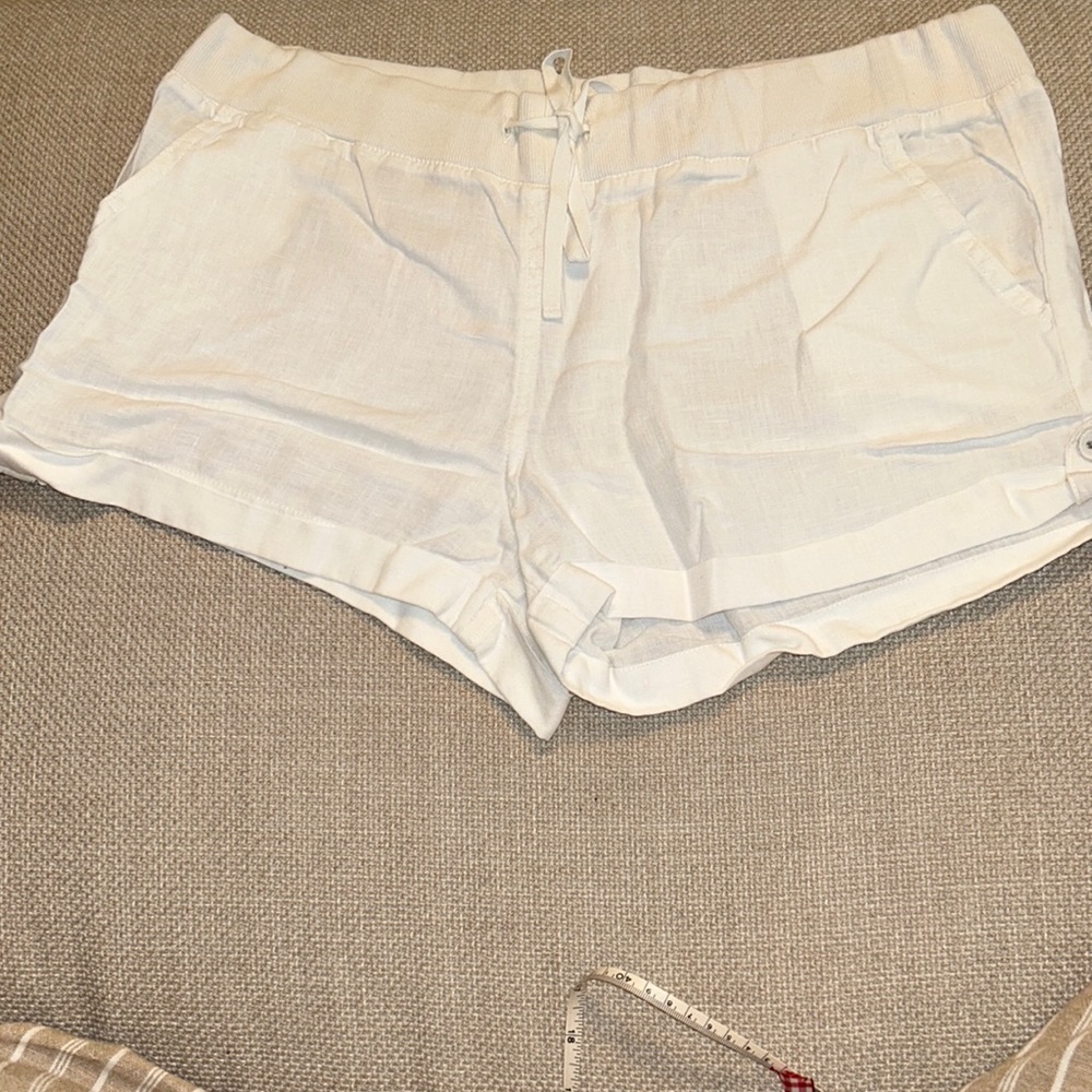 Banana Republic White Linen Drawstring Shorts